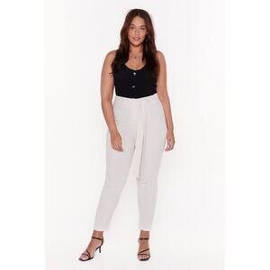 NEW Nasty Gal Tie to Behave Linen Pants Plus Size 16 Beige Cream Light Summer